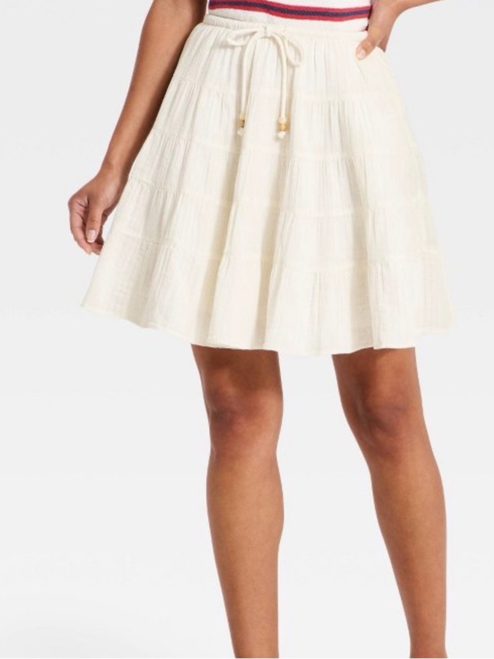 White Tiered Gauze Mini Skirt Size M Fairycore Cottagecore Boho